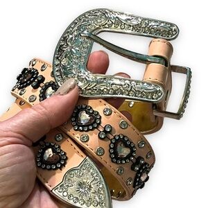 Kids Nocona Western Belt Pink Silver Jewels 20”